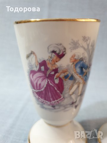 Старинни френски порцеланови чаши Decors de Paris - чаши 2 броя, снимка 3 - Чаши - 43683977