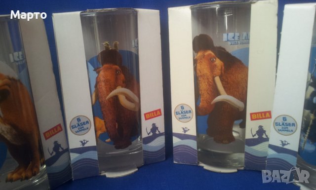 Стъклени чаши ледена епоха 6 бр пълна колекция с кутиите, снимка 3 - Колекции - 36850348