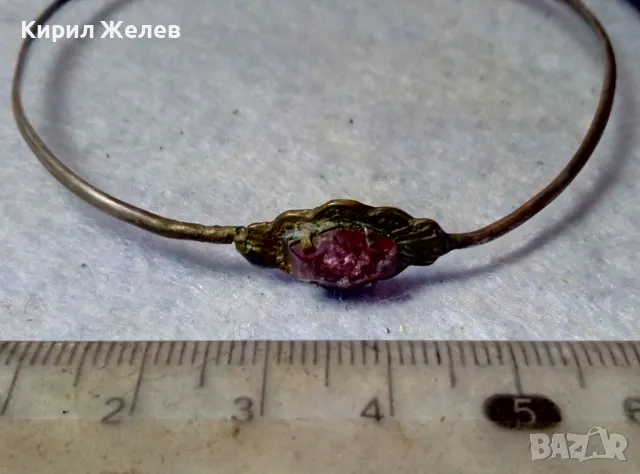 СТАРИННА АР НУВО СРЕБЪРНА ГРИВНА ПАТИНИРАНО СРЕБРО ВИСОКА ПРОБА с РЪЧНО ФАСЕТИРАН АМЕТИСТ 47975, снимка 2 - Антикварни и старинни предмети - 48493513