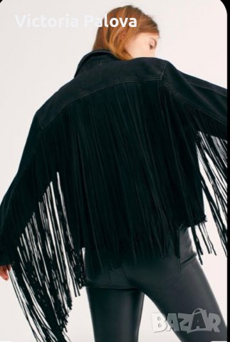 Луксозно кожено тънко яке-наметало с ресни STELLA-NOVA Дания