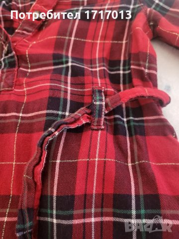 Рокля-риза каре / червена рокля / размер 98, снимка 3 - Детски рокли и поли - 43073751