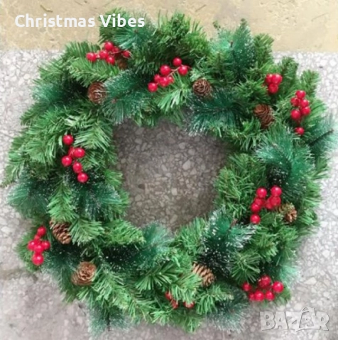 Голям коледен венец за декорация, снимка 6 - Декорация за дома - 52081513