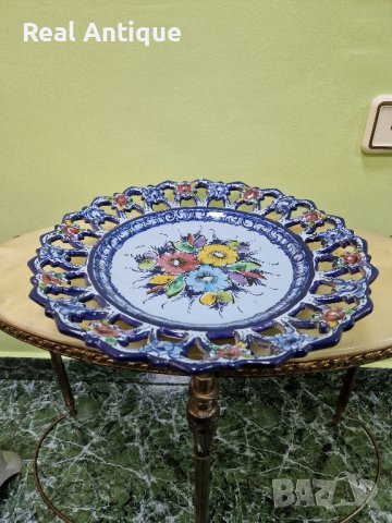 Прекрасна антикварна колекционерска португалска порцеланова чиния , снимка 4 - Чинии - 44027229