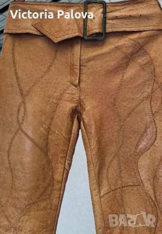 Кожен панталон с перфорация Италия, снимка 6 - Панталони - 50084312
