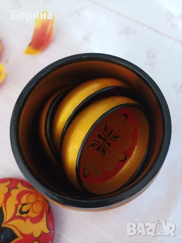 Красив голям буркан с шест купички руска хохлома, снимка 6 - Антикварни и старинни предмети - 49670274