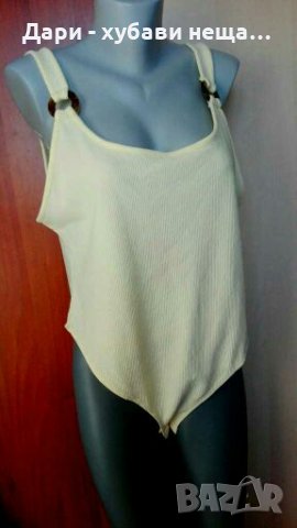 Еластично жълто боди, голям размер🍀💞L,XL🍀💞арт.2058, снимка 2 - Потници - 33615214