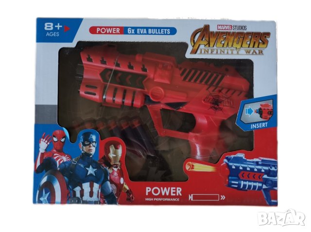 Играчка пистолет на Spiderman / Спайдърмен с 6 бр меки стрели , снимка 1 - Други - 43743550