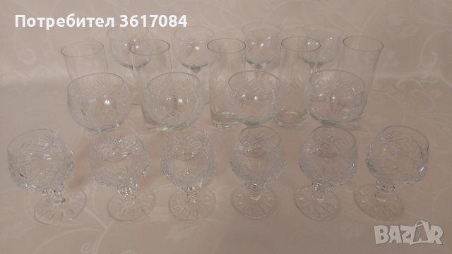 Комплект кристални чаши и ръчно изработени стъклени чаши с гравюра, снимка 7 - Сервизи - 40241171