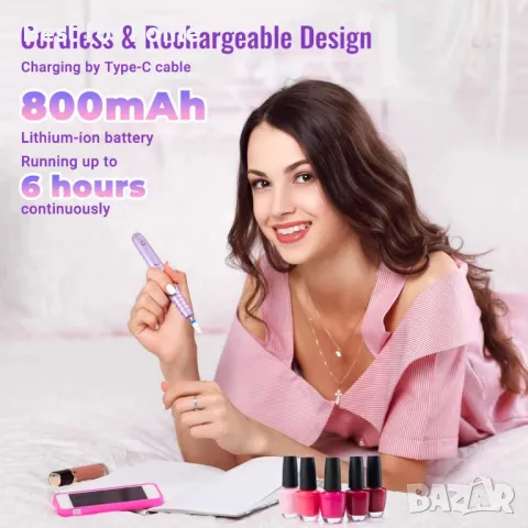 Безжична електрическа пила за нокти - комплект 12 в 1 Denabuty, снимка 2 - Педикюр и маникюр - 50139661