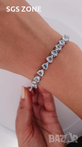 Сребърни гривни с топаз или перидот, универсален размер, Тайланд, снимка 11 - Гривни - 53442574