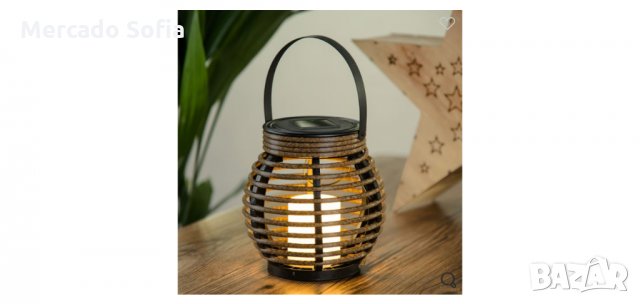 Декоративен соларен фенер Mercado Trade, За маса, Кафяв, снимка 2 - Декорация за дома - 32631753