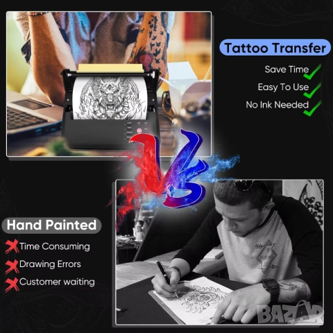 Принтер за татуировки, машина за трансфер на татуировки, за татуиране, снимка 2 - Принтери, копири, скенери - 52219687