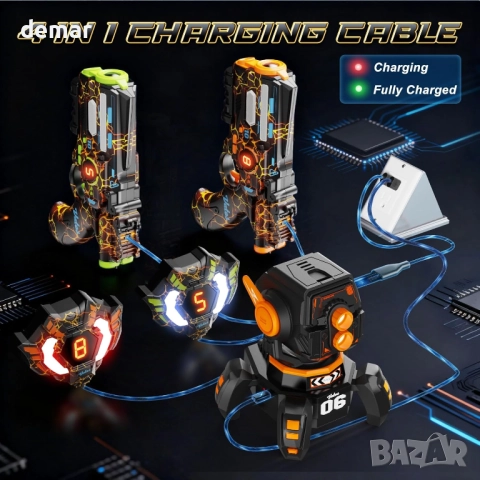 VATOS Акумулаторни инфрачервени лазерни пистолети за 2 души и проектор, снимка 6 - Образователни игри - 52721464