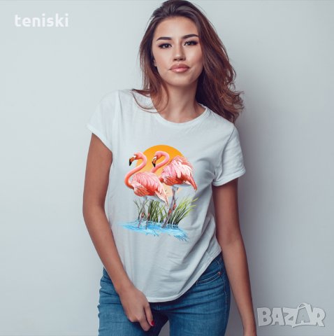Красиви тениски с Фламинго 4 модела, снимка 4 - Тениски - 33274350