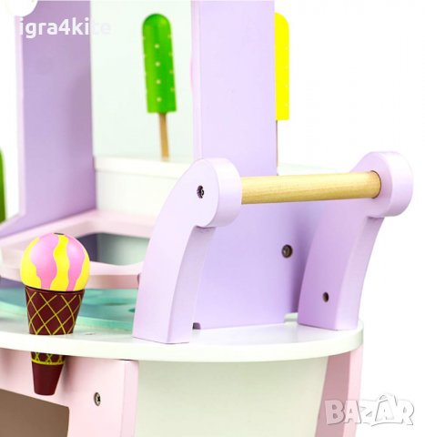 НОВО Дървена КОЛИЧКА ЗА СЛАДОЛЕД - ПАРТИ ХРАНА / всички дървени игри, снимка 6 - Играчки за стая - 38232971