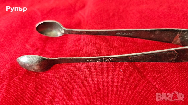 Старинни лъжчки и щипка за лед, снимка 5 - Антикварни и старинни предмети - 53118204