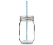 Прозрачна стъклена чаша с капак и сламка, 450мл, снимка 2