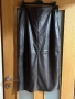 Нова елегантна дълга midi миди дължина кафява кожена пола, снимка 2