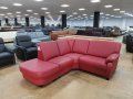 Червен кожен ъглов диван "KS6072" - естествена кожа, снимка 1 - Дивани и мека мебел - 39688083