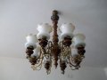Полилей абажур CHANDELIER орех и бронз дърво метал ! Старинен античен антикварен !, снимка 3