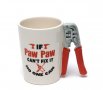 Код 89743 Забавна керамична чаша с дръжка - клещи и надпис If Paw Paw can't fix.