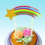Падаща звезда дъга цветен брокатен картон топер украса декор за торта, снимка 1 - Други - 37392081