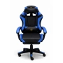 Ергономичен геймърски стол с масажна функция и поставка за крака – черно-син, снимка 7