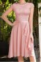 Дамска официална розова рокля от шифон и дантела, снимка 4