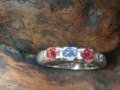 Сребърен пръстен с Рубини и Сапфир, снимка 3