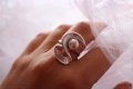 Уникален сребърен пръстен с перла - модел R025A