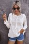 Дамска памучна блуза с дълъг ръкав в бяло, снимка 1 - Блузи с дълъг ръкав и пуловери - 39881436