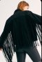 Луксозно кожено тънко яке-наметало с ресни STELLA-NOVA Дания, снимка 1