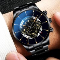 Стоманен мъжки ръчен часовник с метална каишка , снимка 1 - Мъжки - 39222481