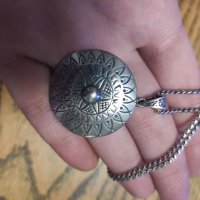 Сребърен синджир с медальон (137), снимка 3 - Колиета, медальони, синджири - 39867583