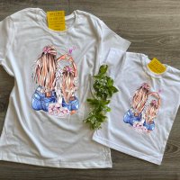 Комплект еднакви тениски за майка и дъщеря, комплект МАМА И АЗ, снимка 5 - Детски тениски и потници - 36898736