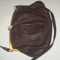 Антична кожена чанта Метална закопчалка и единична  дръжка Английска тъмно кафяв цвят  , снимка 9 - Чанти - 37367177