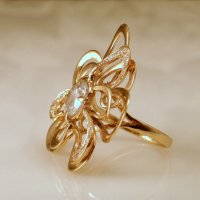 уникално красив златен пръстен ЦВЕТЕ - 8.15 грама, размер № 57-58, снимка 3 - Пръстени - 40207617