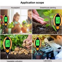 Влагомер за почва PH метър термометър почвен анализатор светломер 4в1, снимка 4 - Градински цветя и растения - 39552751