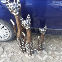 Три дървени котки Занзибар, снимка 1 - Декорация за дома - 38654189