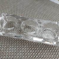 стъклен свещник за 3 бр. свещи Изработен от кристал от Италия., снимка 3 - Декорация за дома - 40503171