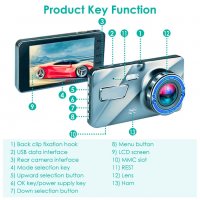 Камера за кола / видеорегистратор за кола с 2 камери FULL HD 1296P с камера за паркиране - КОД A10, снимка 4 - Аксесоари и консумативи - 37980105