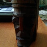 Дървена глава на индианец, снимка 1 - Други ценни предмети - 36619504