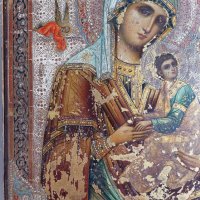 19 Век! Руска Икона на Света Богородица Страстна, снимка 6 - Антикварни и старинни предмети - 39711222
