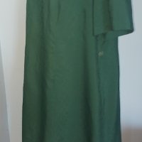 Копринена ръчно изработена рокля цвят Емералд с ръчна декорация - яка, снимка 2 - Рокли - 32506186
