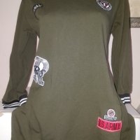Спортна рокля туника милитъри зелено с апликации, снимка 1 - Рокли - 33146116