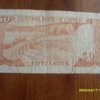 Кипър 50 цента 1983 РЯДКА БАНКНОТА И РЯДКА ГОДИНА, снимка 2 - Нумизматика и бонистика - 28536780