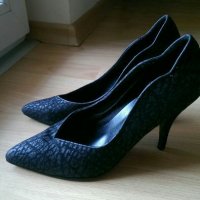 Тъмно сиви обувки, снимка 1 - Дамски обувки на ток - 26935653