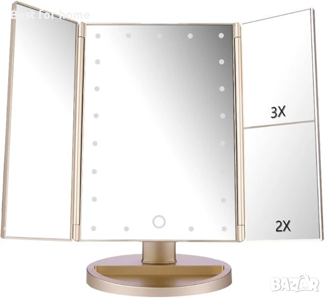 Огледало за грим с осветление deweisn с 3X/2X/1X увеличение, 21 LED светлини, снимка 1