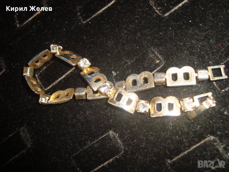 ПОЗЛАТЕНА СТОМАНЕНА ЛЪСКАВА ГРИВНА с КРИСТАЛИ 19395, снимка 1