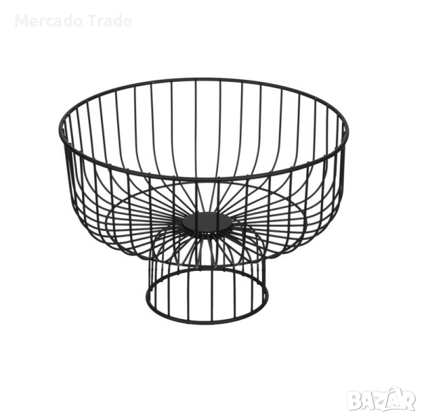 Кръгла фруктиера с поставка Mercado Trade, Метал, Черен, снимка 1